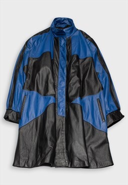 Black and Blue Leather Coat