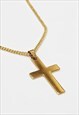54 FLORAL 22" LARGE CROSS PENDANT NECKLACE CHAIN - GOLD