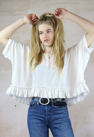 CREAM N GOLD FRILL TOP
