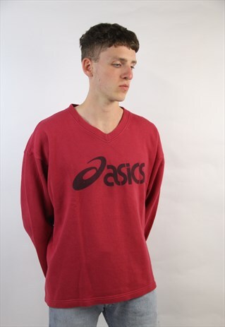 VINTAGE ASICS RED 90'S SWEATSHIRT