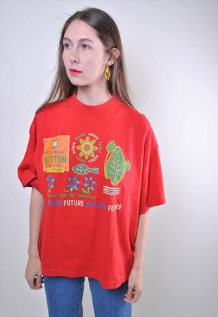 90S NATURE LOVER COTTON RED TSHIRT