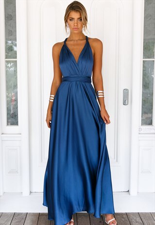 NAVY SATIN MULTIWAY MAXI