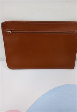 Vintage Laptop Case Tan Brown Leather 17"