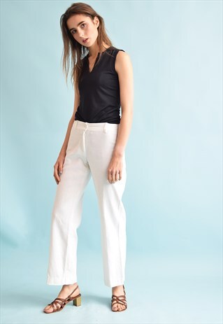 90'S RETRO BOHO FESTIVAL REGULAR WAIST LINEN TROUSERS