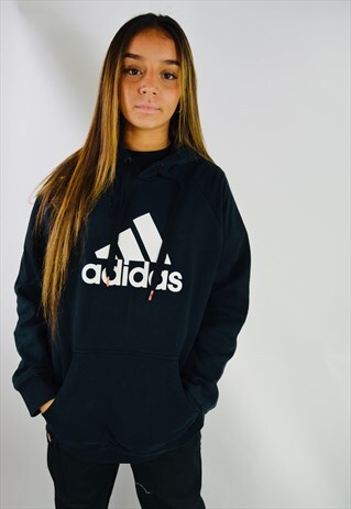 VINTAGE ADIDAS BLACK TREFOIL HOODIE