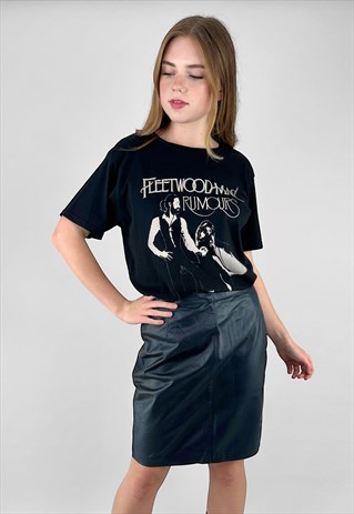 80's Vintage Black Soft Leather Unworn Pencil Ladies Skirt