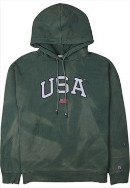 Vintage 90's USA Hoodie Spellout Pullover Khaki Green XLarge