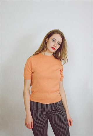 1960S VINTAGE 'RODIER' ORANGE KNIT T-SHIRT