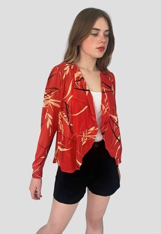 FAIR LADY OF PARIS 70'S VINTAGE SHEER RED FLORAL JACKET 