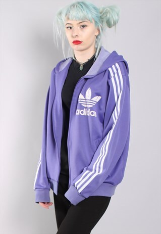 VINTAGE ADIDAS TRACK JACKET PURPLE HOODIE