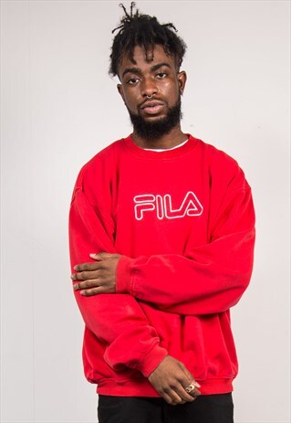 VINTAGE 90'S FILA RED SWEATSHIRT JUMPER