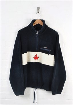 Vintage Canadiens Fleece 1/4 Zip Navy/White XL