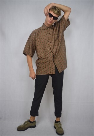 VINTAGE BROWN GRAPHIC SHORT SLEEVE SHIRT