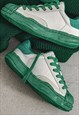 MELTED SNEAKERS RETRO CLASSIC PLATFORM TRAINERS IN GREEN