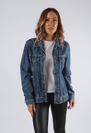 VINTAGE DENIM JACKET FITTED UK 12 - 14 (9EAT)