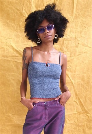 BLUE KNIT CAMI TOP