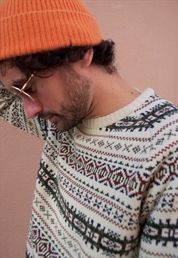 Vintage knit jumper faille print