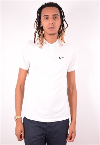 NIKE MENS VINTAGE POLO SHIRT MEDIUM WHITE 90S