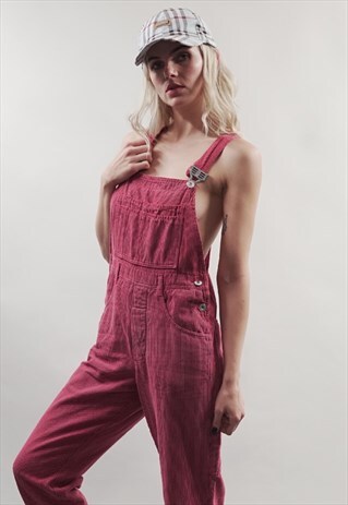 VINTAGE 90'S STEFANEL RED/BLACK STRIPED DUNGAREES