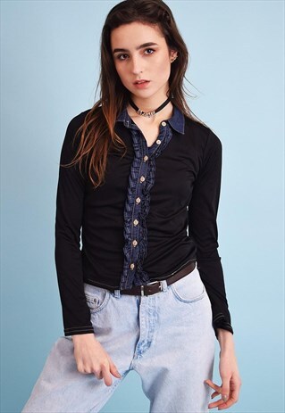 90'S RETRO KITSCH LYCRA PARTY TOP BLOUSE