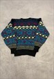 VINTAGE KNITTED JUMPER ABSTRACT PATTERNED KNIT SWEATER