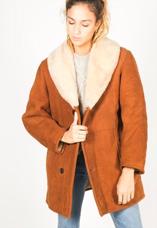 VINTAGE 80S WINTER SHEEPSKIN COAT / R070