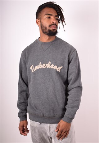 TIMBERLAND MENS VINTAGE SWEATSHIRT JUMPER MEDIUM GREY 90S