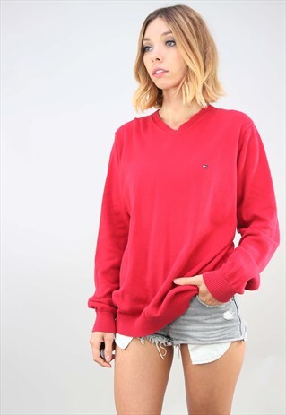 VINTAGE OVERSIZED RED TOMMY HILFIGER JUMPER