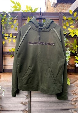 Vintage Quiksilver Y2K dark green embroidered hoodie small 