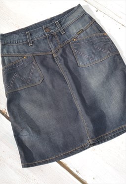 Vintage Wrangler patch pockets midi denim skirt