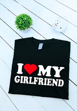 I heart my girlfriend valentine black unisex T-shirt