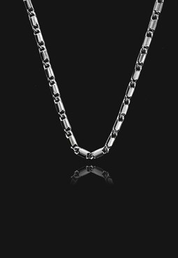 Flat Box Chain Necklace Silver Plated