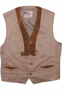 Vintage 90's Active Gilet Vest Sleeveless Plain Tan Brown