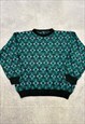 VINTAGE KNITTED JUMPER ABSTRACT PATTERNED KNIT SWEATER