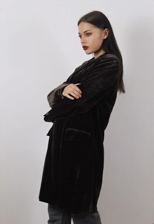 VINTAGE DARK BROWN VELVET COAT