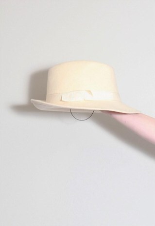 VINTAGE 1970'S STYLE PINK WIDE BRIMMED SUN WOOL HAT