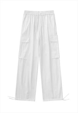 Cargo joggers utility pants skater beam trousers in white