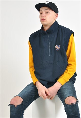 VINTAGE WINDBREAKER OVERHEAD VEST IN NAVY