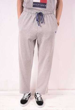 DIADORA MENS VINTAGE TRACKSUIT TROUSERS XL GREY 90S