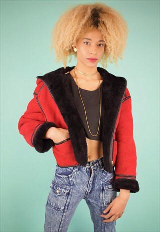 VINTAGE 90'S CROPPED SHEARLING JACKET