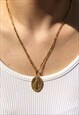 ROUND MARY NECKLACE GOLD PLATED RELIGIOUS GIFT