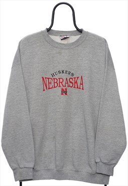 Vintage Nebraska Huskers NCAA Grey Sweatshirt Womens
