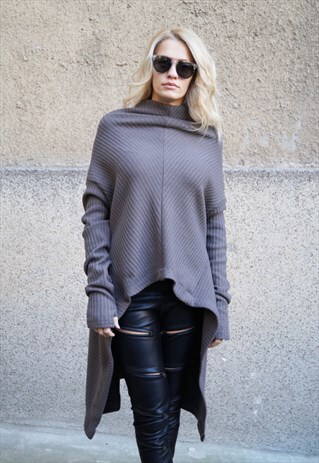 KHAKI SWEATER/SWEATER DRESS/KNIT TOP/MAXI BLOUSE/F1656