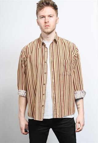 VINTAGE CORDUROY CORD STRIPED SHIRT