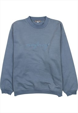 Vintage 90's Naf Naf Sweatshirt Spellout Crew Neck Blue