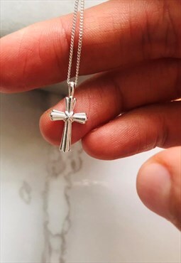 Cross - 925 sterling silver plain short necklace 18 inch