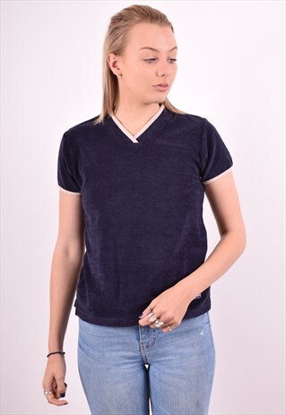 CHAMPION WOMENS VINTAGE T-SHIRT TOP SMALL BLUE 90S