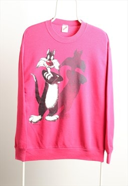 Jerzees Sylvester Vintage Crewneck Print Sweatshirt Pink