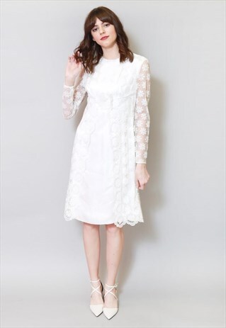 VINTAGE 1960'S IVORY LACE GERLIUD ALORU WEDDING DRESS