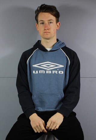 VINTAGE UMBRO HOODIE IN NAVY BLUE AND BLUE WITH EMBROIDERED